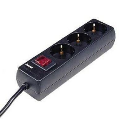 Extenso Elctrica 3 Tomadas c/ Interruptor, 1.4M, Preto